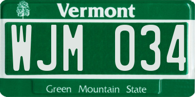 VT license plate WJM034