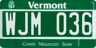 VT license plate WJM036