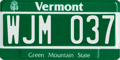 VT license plate WJM037