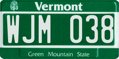 VT license plate WJM038