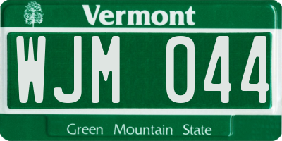 VT license plate WJM044