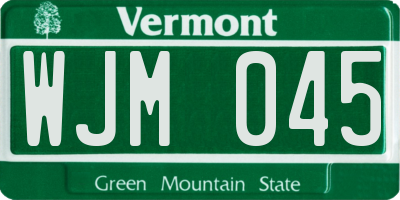 VT license plate WJM045