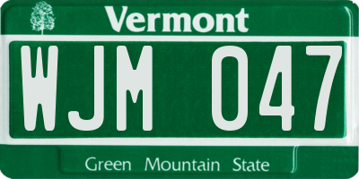 VT license plate WJM047