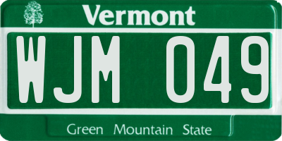 VT license plate WJM049