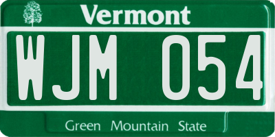 VT license plate WJM054