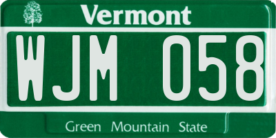 VT license plate WJM058