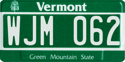 VT license plate WJM062