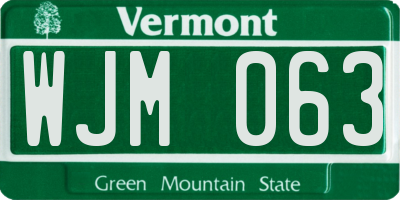 VT license plate WJM063