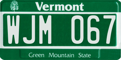 VT license plate WJM067