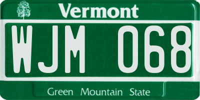 VT license plate WJM068