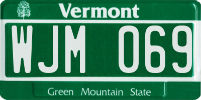VT license plate WJM069