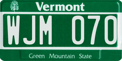 VT license plate WJM070