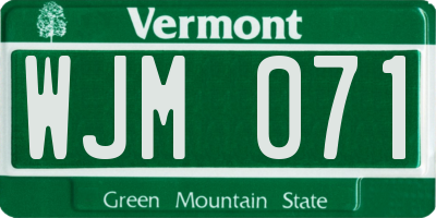 VT license plate WJM071