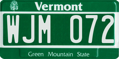 VT license plate WJM072