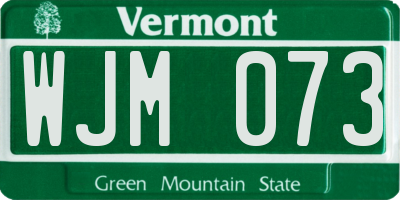 VT license plate WJM073