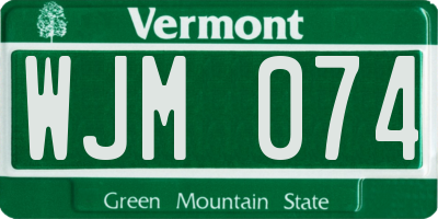 VT license plate WJM074
