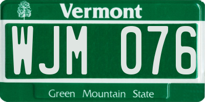 VT license plate WJM076