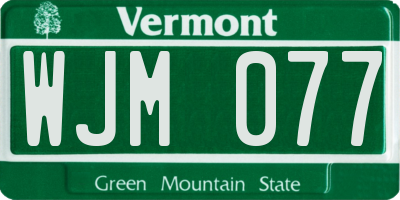 VT license plate WJM077