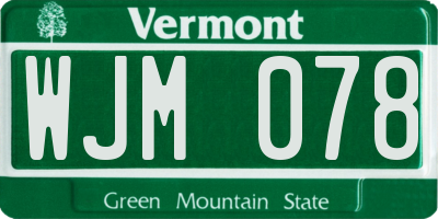 VT license plate WJM078