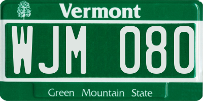 VT license plate WJM080