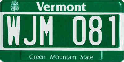 VT license plate WJM081
