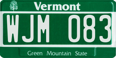 VT license plate WJM083