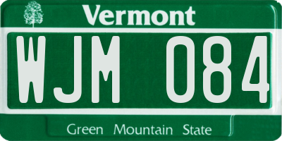 VT license plate WJM084