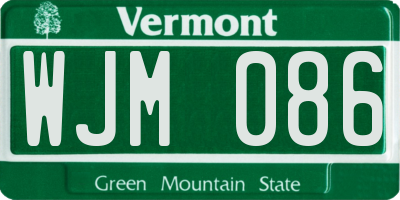 VT license plate WJM086