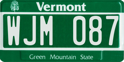 VT license plate WJM087