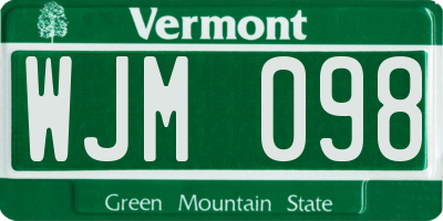 VT license plate WJM098