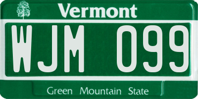 VT license plate WJM099