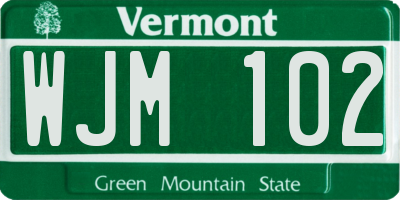 VT license plate WJM102