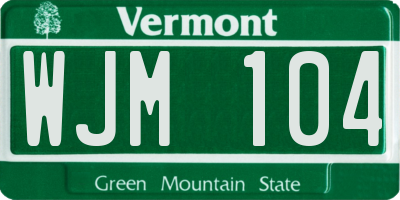 VT license plate WJM104