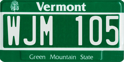 VT license plate WJM105