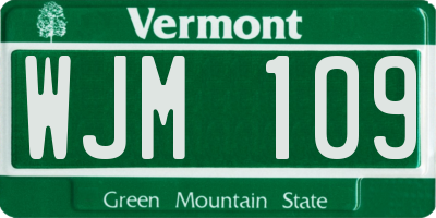 VT license plate WJM109
