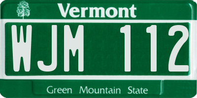 VT license plate WJM112