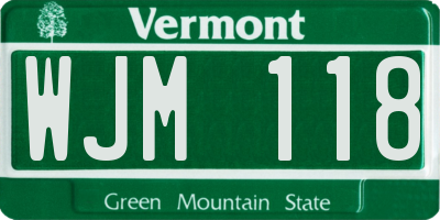 VT license plate WJM118