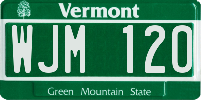 VT license plate WJM120