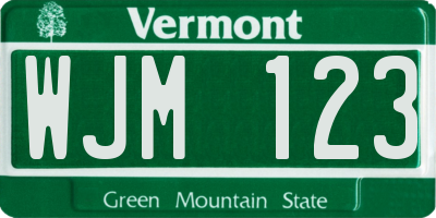 VT license plate WJM123