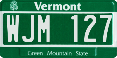 VT license plate WJM127