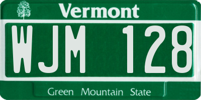 VT license plate WJM128