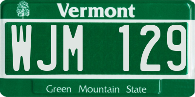 VT license plate WJM129