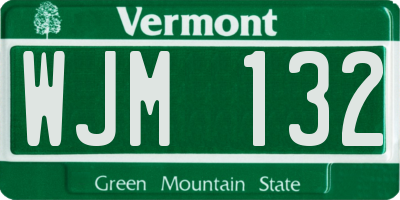 VT license plate WJM132