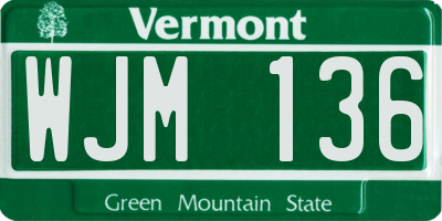 VT license plate WJM136