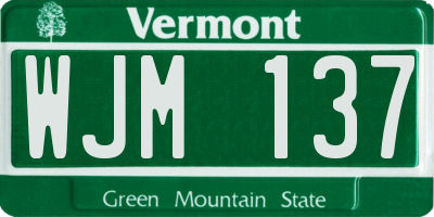 VT license plate WJM137
