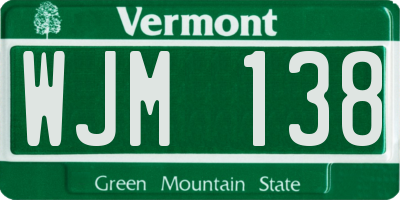 VT license plate WJM138