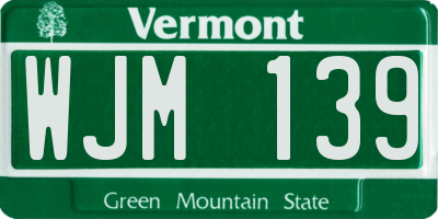 VT license plate WJM139