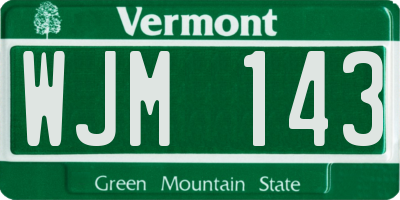 VT license plate WJM143