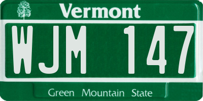 VT license plate WJM147