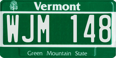VT license plate WJM148
